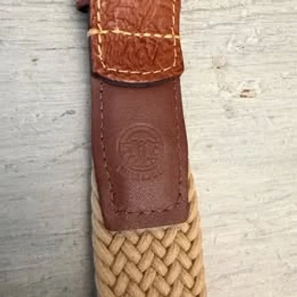 Torino Men's Tan Woven Stretch Belt with Brown Leather Trim GC‎